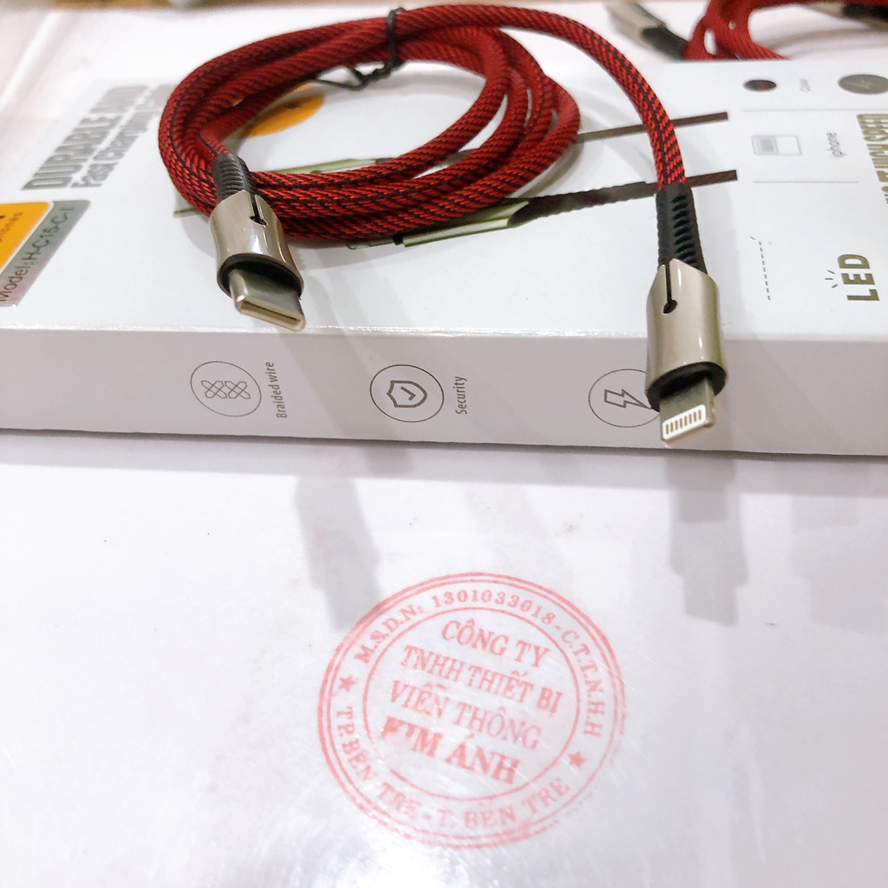 Dây sạc nhanh Hammer C15 chân cắm  Type C ra L công suất PD 20W, dây bện dù, hàng chính hãng bảo hành 12 tháng