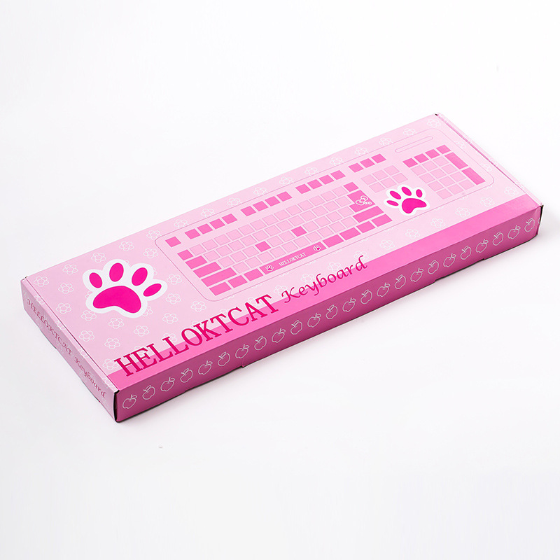 Bàn phím máy tính Kitty (HELLOKTCAT) chuôi cắm USB, bàn phím màu hồng tím cho cô nàng hiện đại, Bảo hành 12 tháng