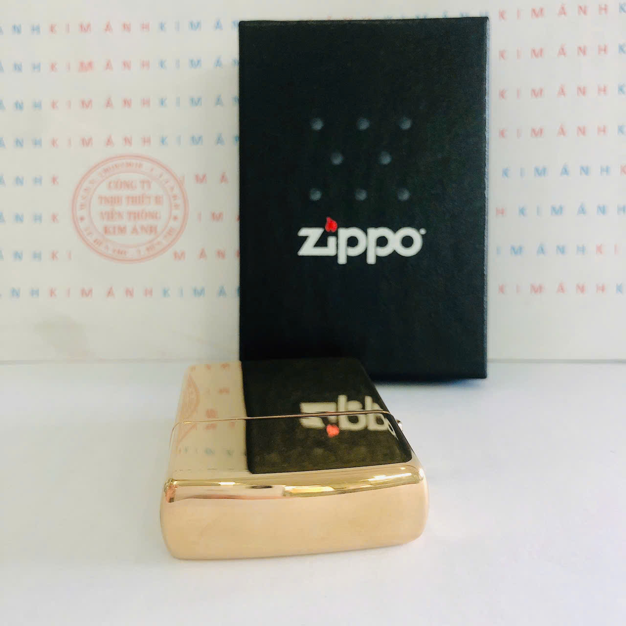 Bật lửa Zippo Mỹ High Polish Brass - Vỏ thay thế chính hãng, có giấy nhập khẩu kèm theo