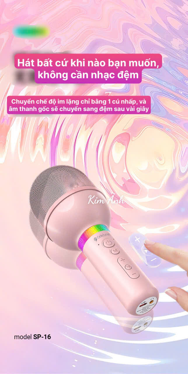 Micro Bluetooth Celebrat SP-16 hát Karaoke gia đình, âm thanh vòm Hifi, hàng chính hãng, cho dùng thử 30 ngày