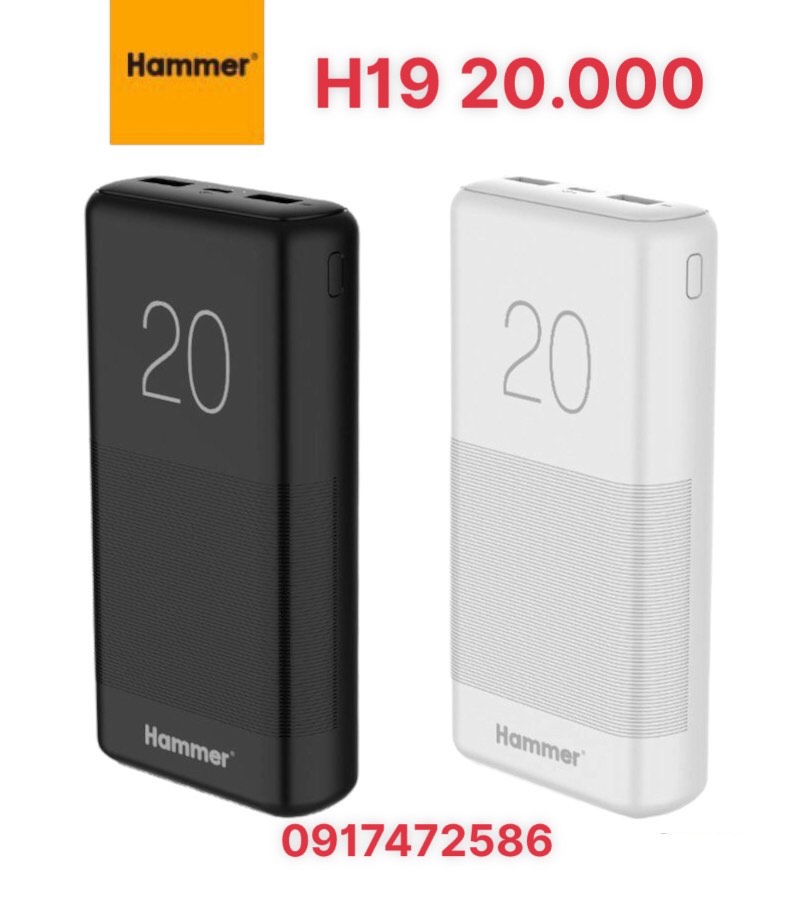 Sạc Dự Phòng Hammer H19 dung lượng 20000 mAh, Hàng chính hãng dùng rất bền và tốt
