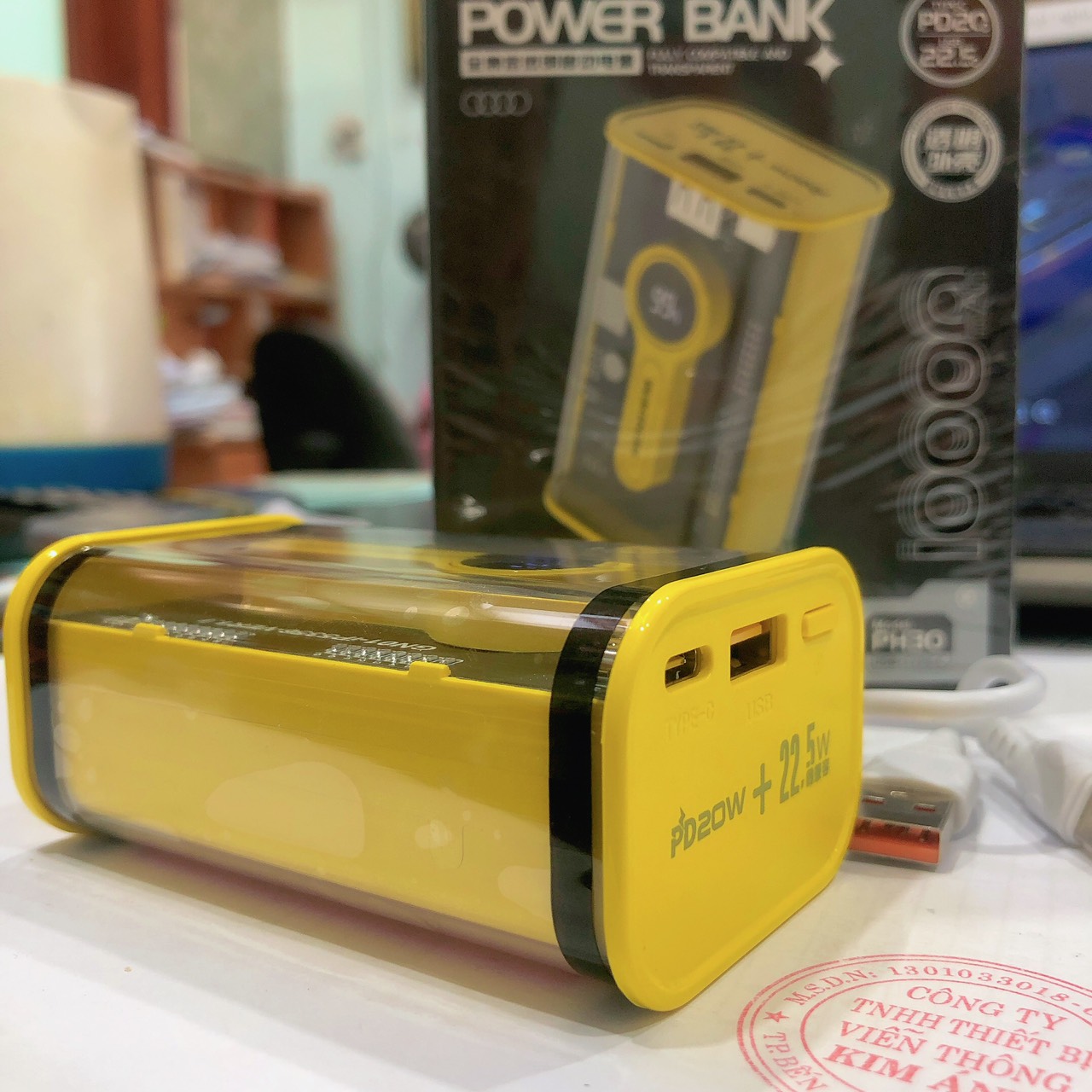 Sạc dự phòng trong suốt lộ main Sendem PH30 10000mAh màn hình led, sạc nhanh PD20W-QC 22.5W, Hàng chính hãng