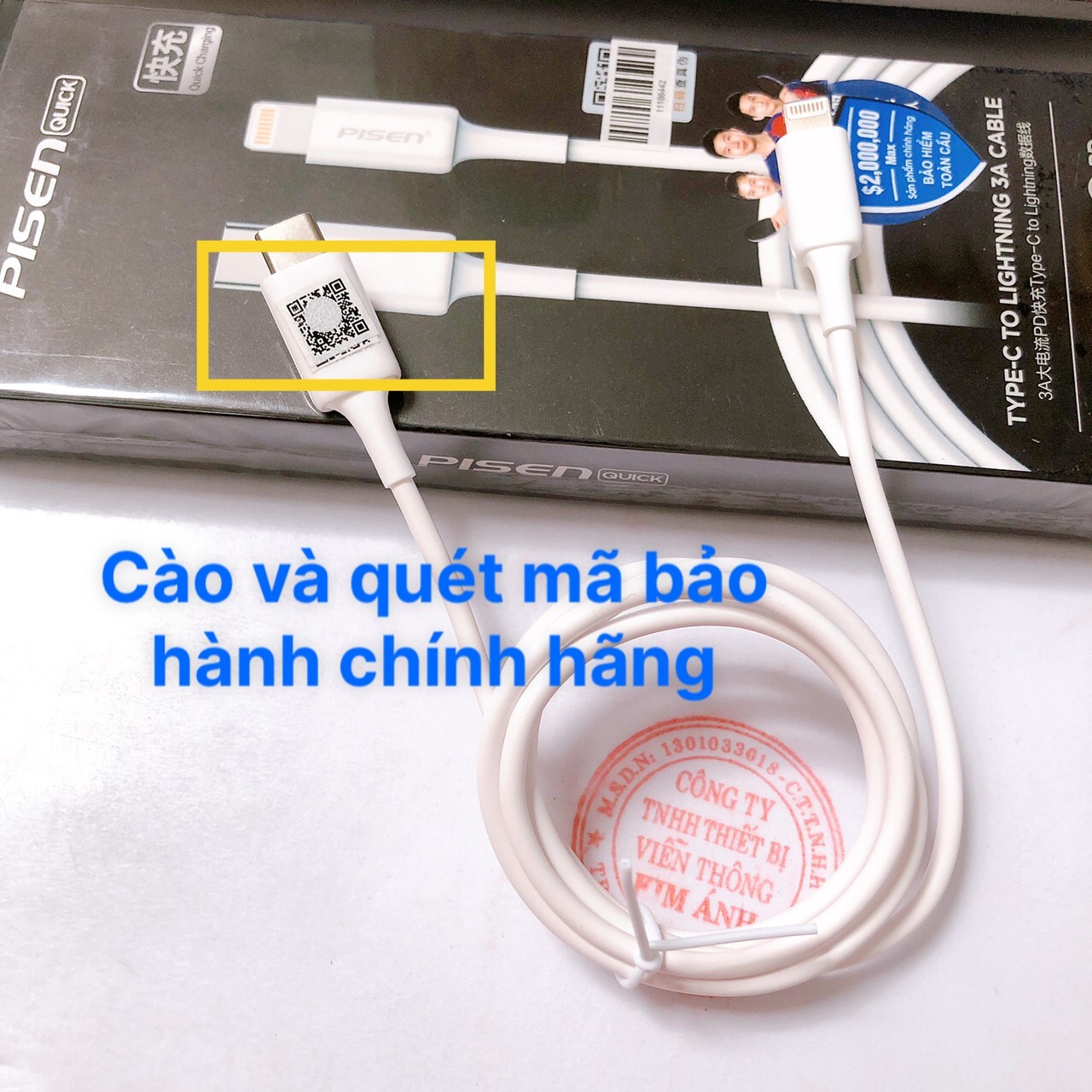 Dây sạc nhanh Pisen Quick L & Type-C 3A (Type-C to L ) 1000mm - (CL-PD-1000),  Hàng Chính Hãng