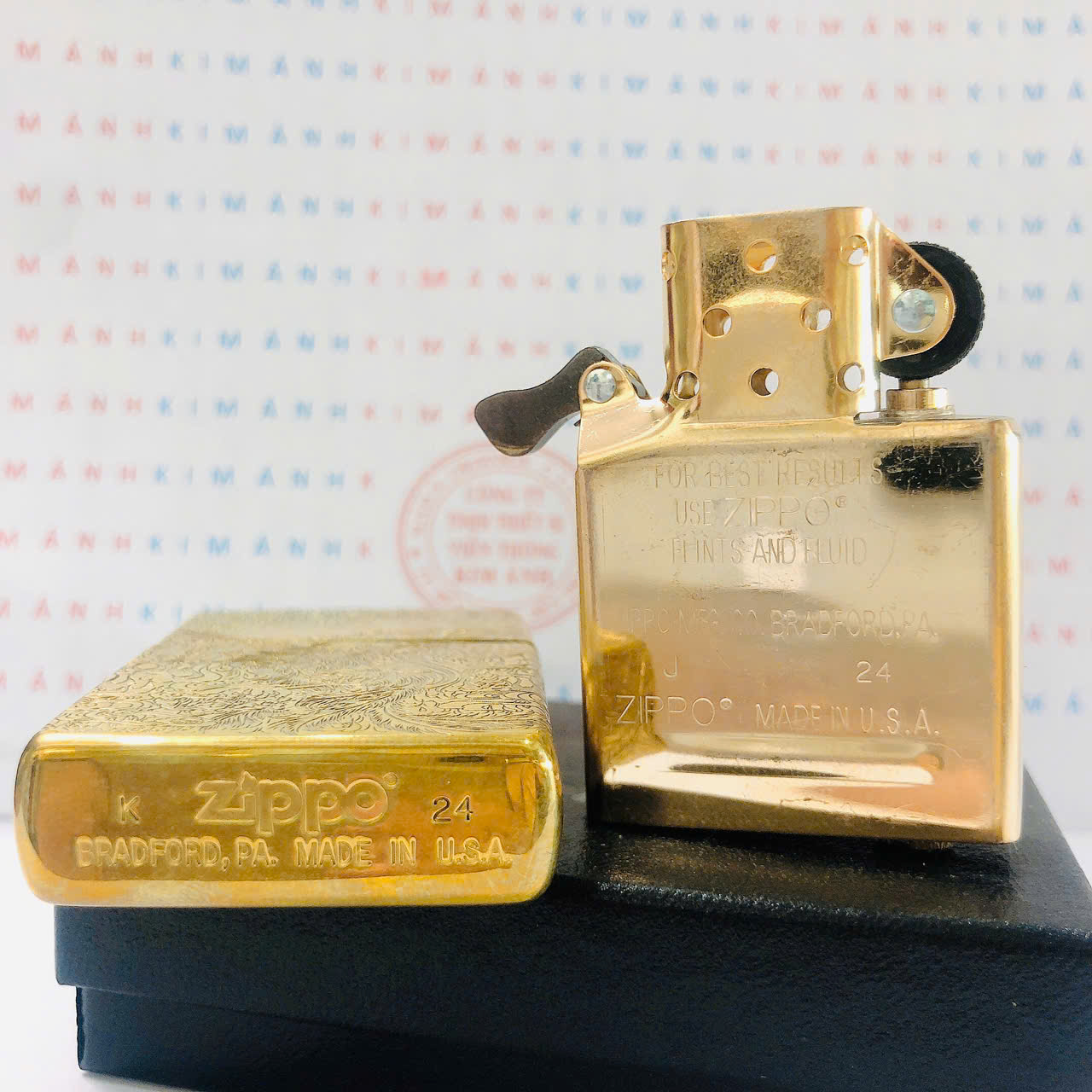 Bật lửa Zippo Mỹ Phượng Hoàng Brass, Cam kết hàng chính hãng có giấy Hải quan gửi kèm đơn hàng