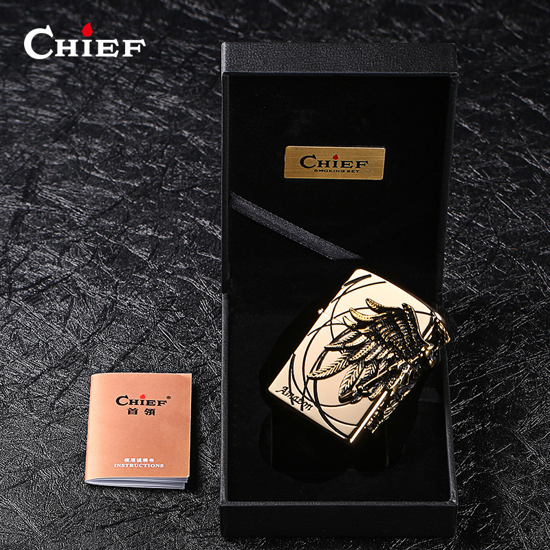 Bật lửa, hộp quẹt Chief đắp nổi chủ đề Nữ Chiến Binh, Hàng loại 1 vỏ bằng đồng