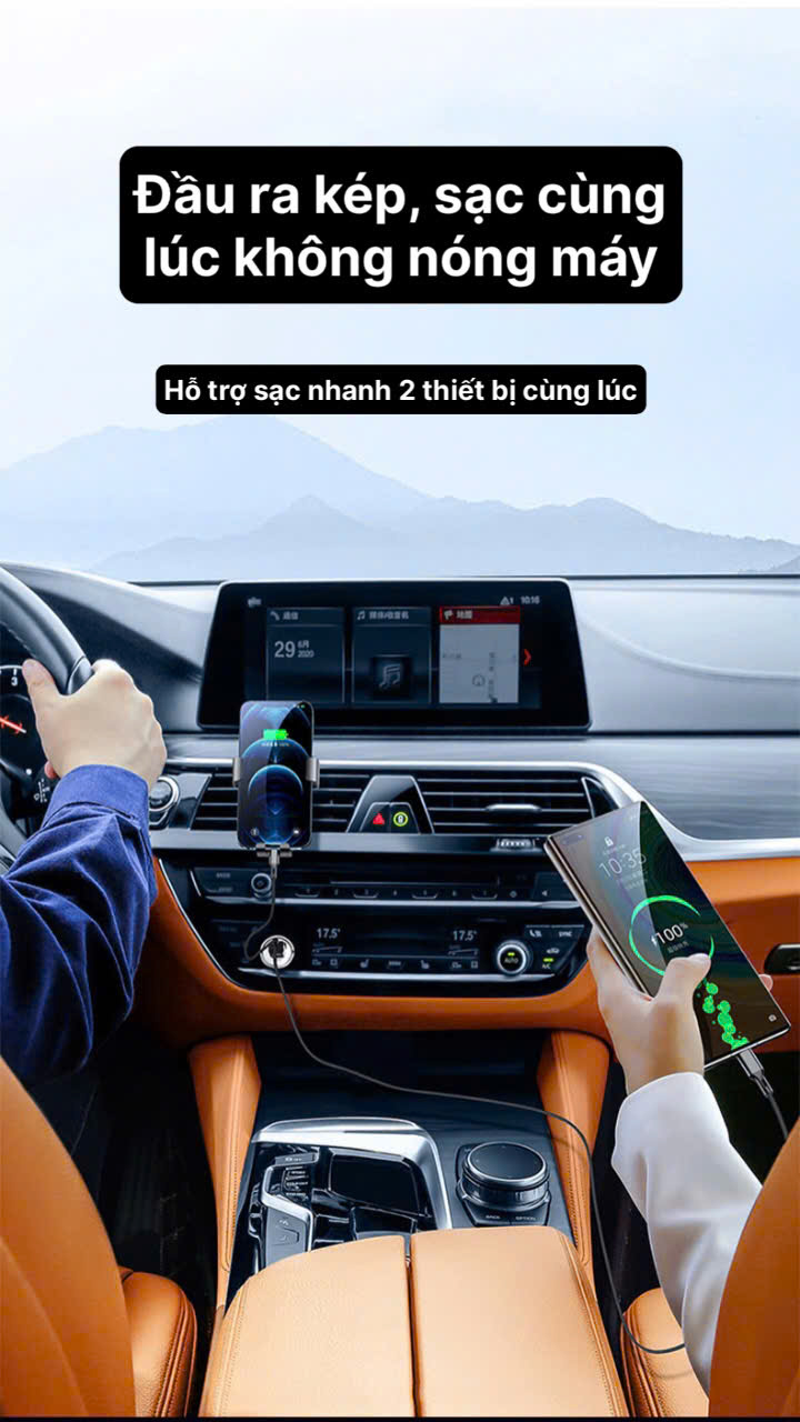 Củ sạc xe hơi Li-Top QC22 công suất 100W sạc siêu nhanh phù hợp các loại ô tô, hàng chính hãng