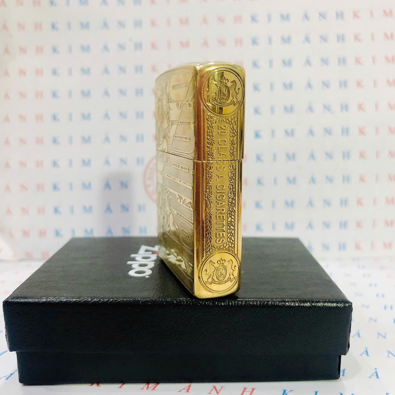 Bật lửa Zippo Brass MỸ mã 204B khắc laser năm mặt Hoa Marlboro, Hàng chính hãng có giấy nhập khẩu