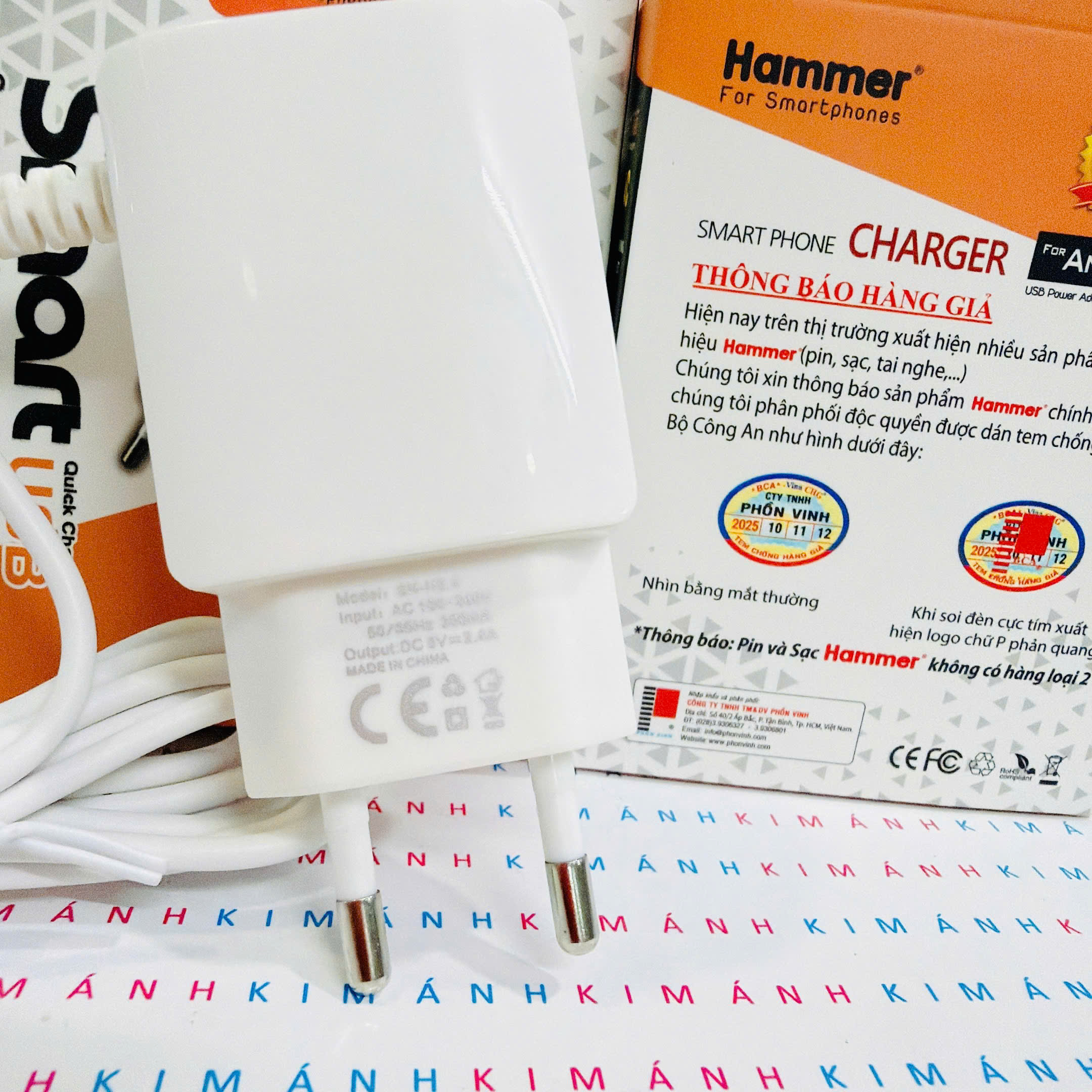 Sạc điện thoại Hammer 2.4A chân cắm Type C, có thêm cổng USB dự phòng, Kim Ánh bảo hành chính hãng, bao đổi trả