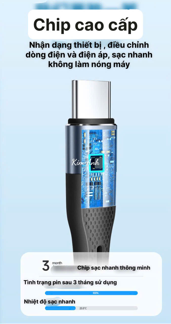 Dây sạc LI-TOP LX73, công suất 100W, chân L, dây bọc lớp cao su mềm chống rách, đầu lưới SR chống uốn, hàng chính hãng