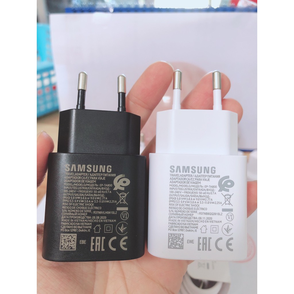 BỘ SẠC NHANH SAMSUNG ZIN BÓC MÁY 25W DÀNH CHO SS NOTE 10, S10Plus- Chính Hãng, bảo hành 12 tháng
