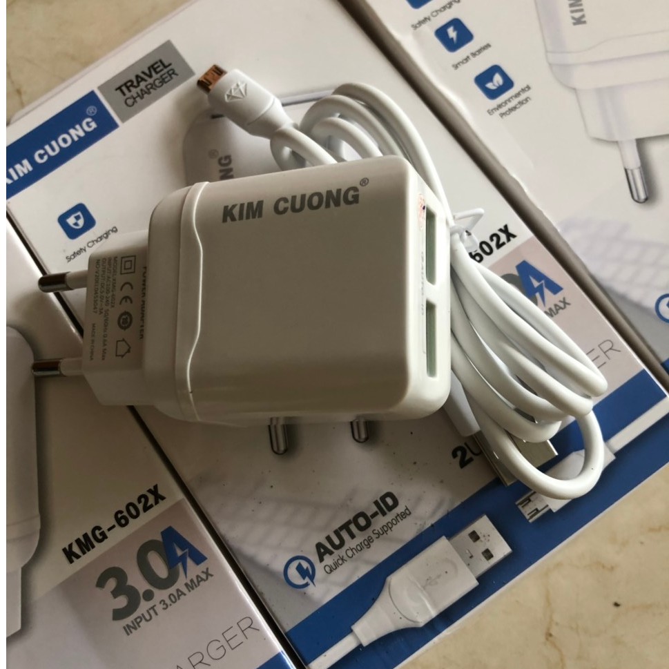 Bộ Sạc Nhanh KIM CƯƠNG KMG-602X chuôi Micro- DÒNG ĐIỆN 3A- Hàng Chính Hãng bảo hành 12 tháng