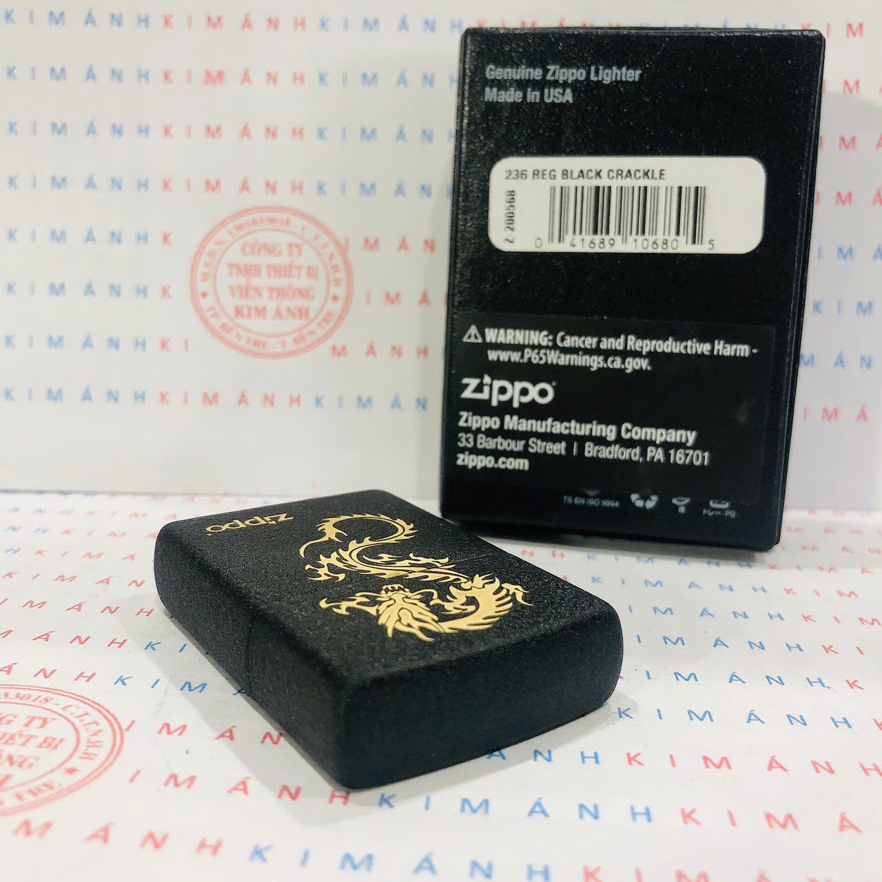 Bật lửa Zippo Mỹ chủ đề Con Rồng Bay Black Crackle, hàng chính hãng có giấy nhập khẩu gửi kèm theo đơn hàng