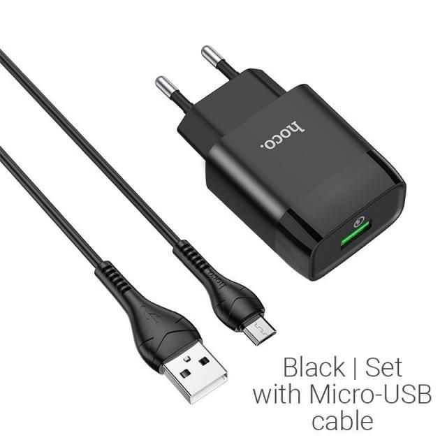 Micro- Bộ sạc nhanh Hoco C72Q 18W, QC3.0 Chuôi cắm Micro, dùng thử 30 ngày, bảo hành chính hãng 12 tháng