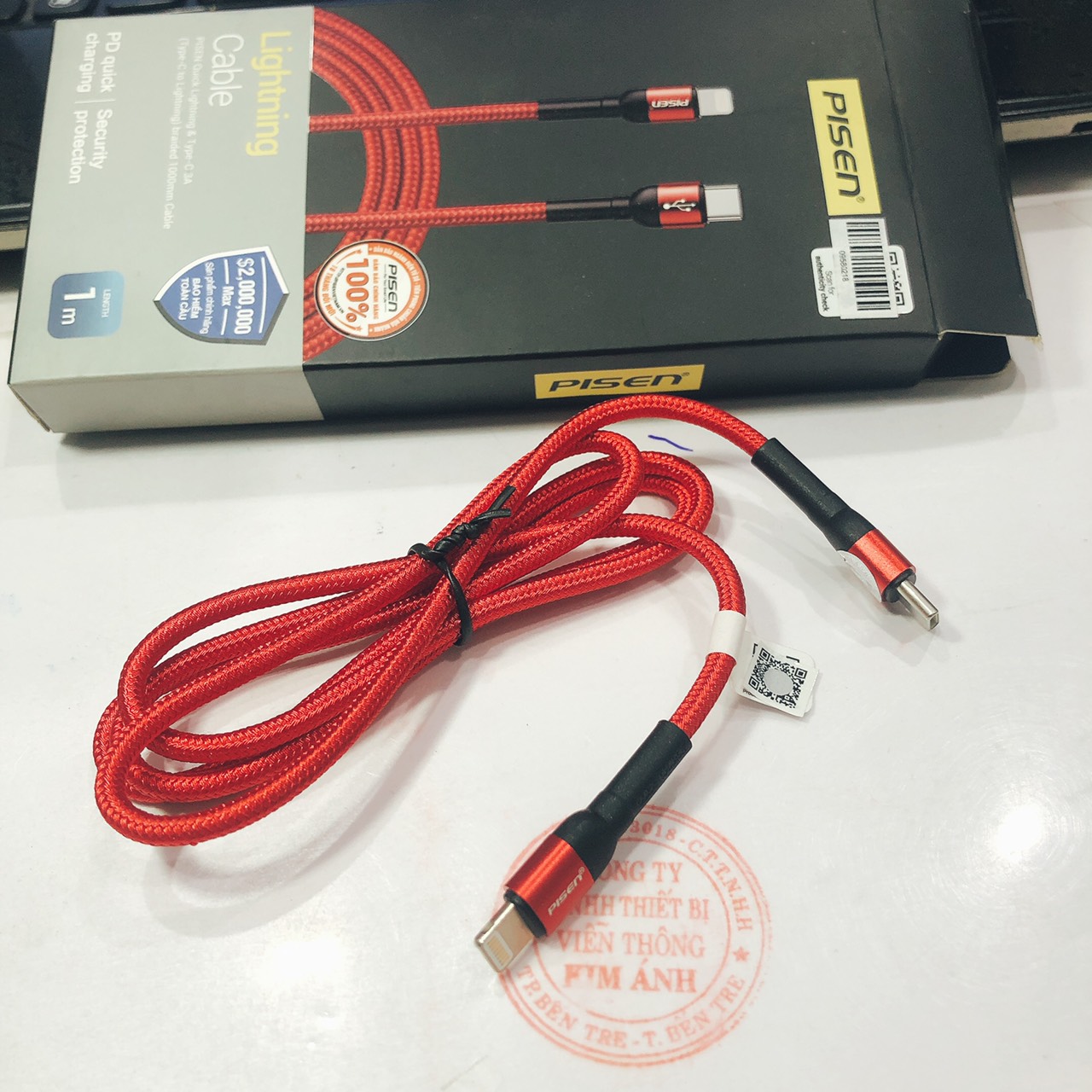 Dây sạc nhanh Pisen Quick USB-C to L, 3A Braided  1000mm (XD-CLPD05-1000), Hàng chính hãng