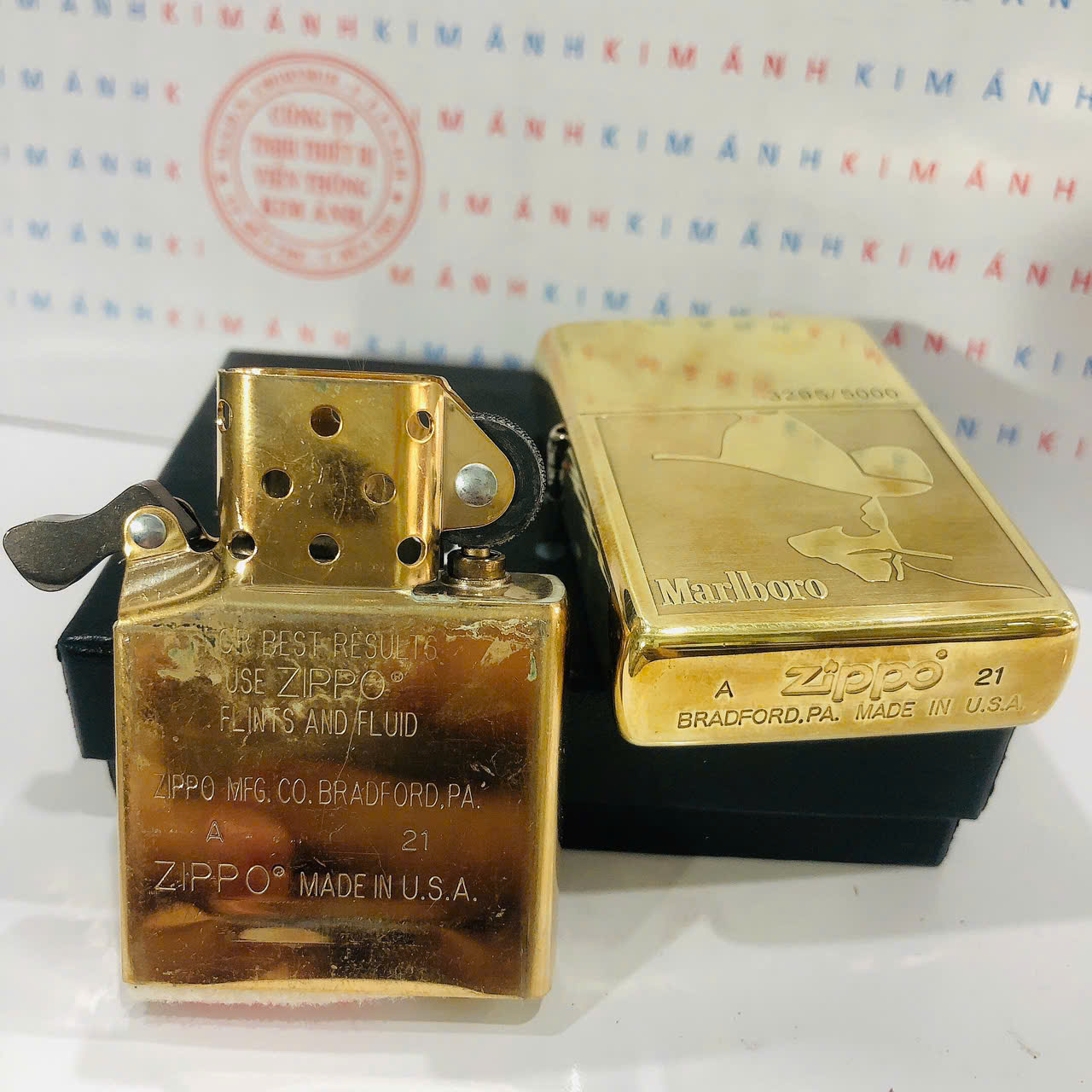 Bật lửa Zippo Brass MỸ Marlboro Limited, hàng Chính Hãng do Kim Ánh nhập khẩu có giấy Hải Quan đi kèm
