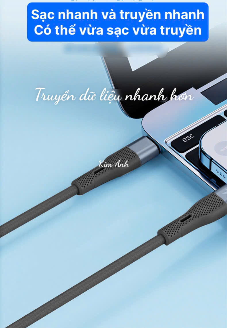 Dây sạc LI-TOP LX73, công suất 100W, chân L, dây bọc lớp cao su mềm chống rách, đầu lưới SR chống uốn, hàng chính hãng