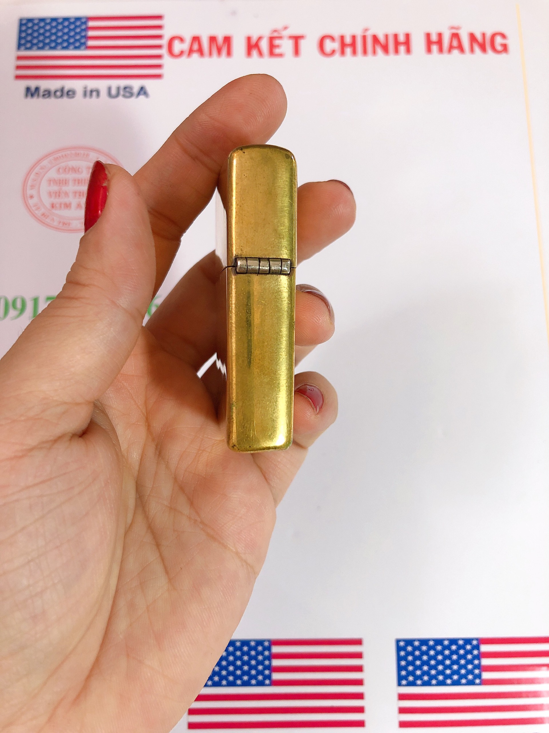 Bật lửa Zippo Mỹ Brass, chữ xéo sản xuất 1974