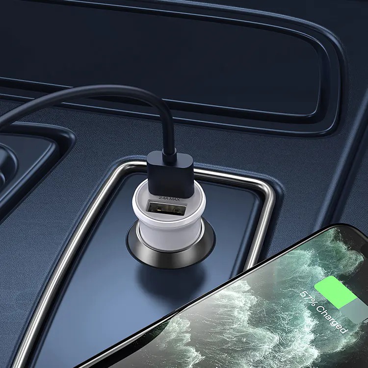 Sạc xe hơi PISEN Dual USB Car 2.4A 12W, Hàng chính hãng quét mã QR bảo hành 2 năm