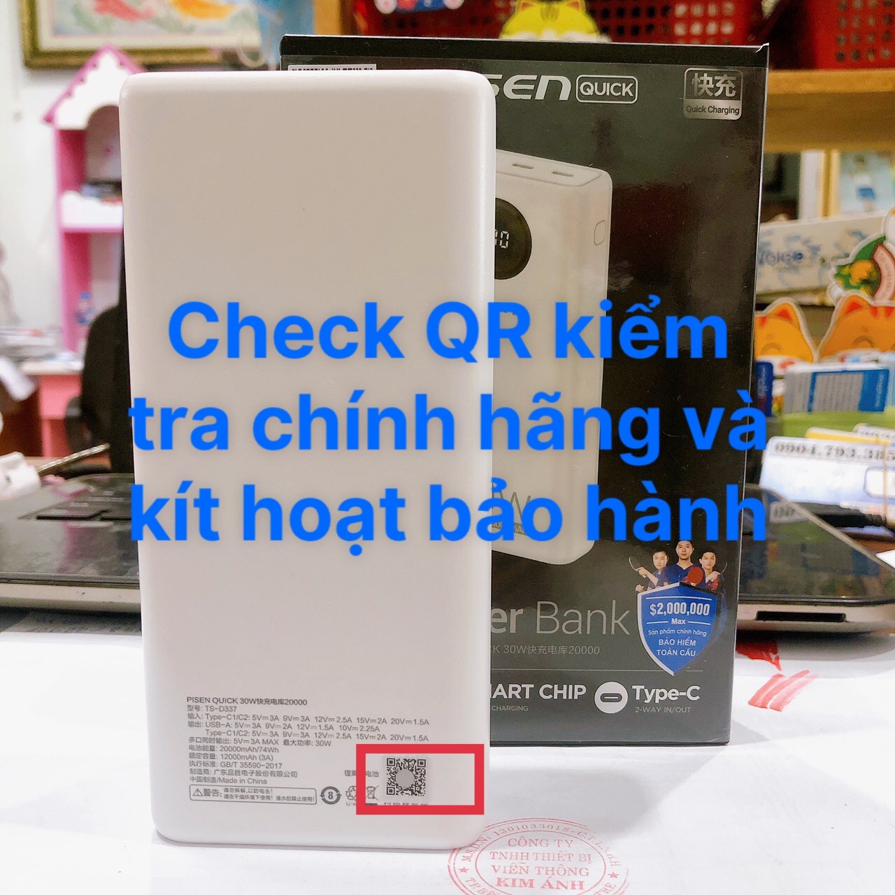 Pin sạc dự phòng PISEN QUICK Power Cube 20000mAh, công suất 30W sạc nhanh hai chiều - Hàng chính hãng