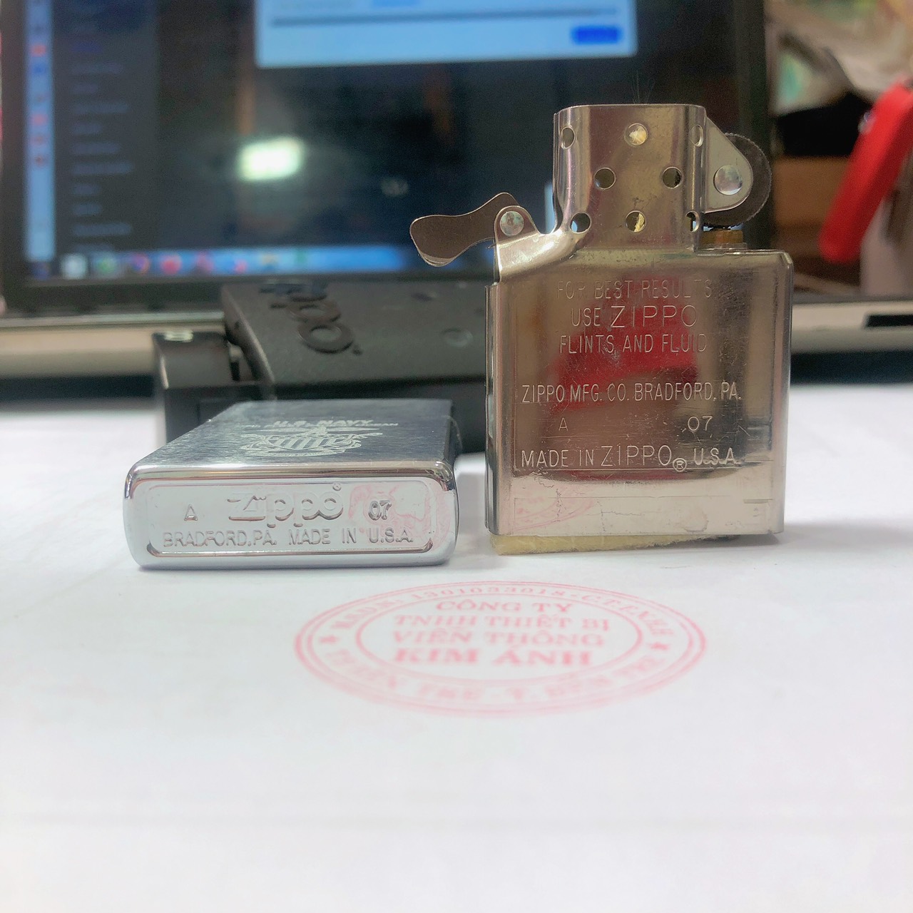 Bật lửa, hộp quẹt Zippo Mỹ, khắc ăn mòn chủ đề U.S.NAYY, Hàng chính hãng