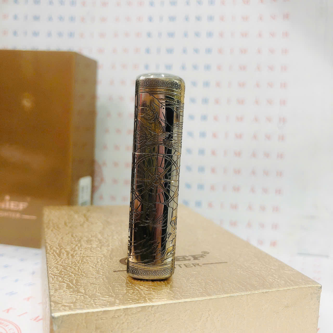Hộp quẹt, bật lửa CHIEF chính hãng, khắc laser 4 măt chủ đề Thần Chết, vỏ bằng đồng bền bỉ sáng bóng theo thời gian