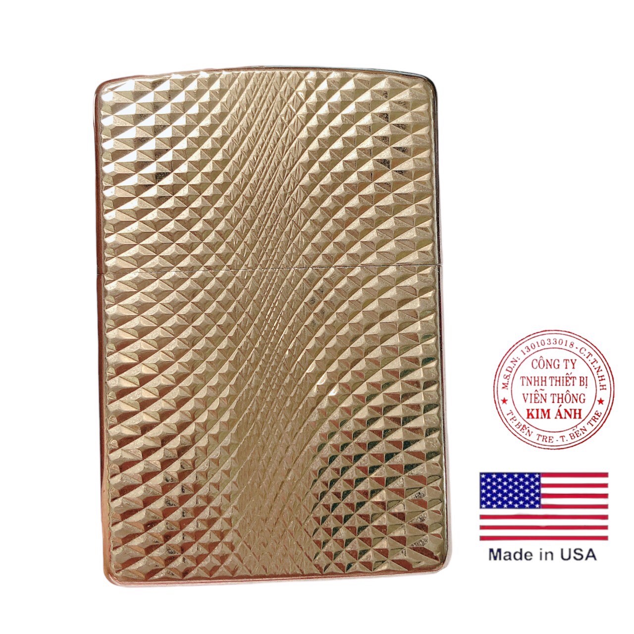Bật lửa Zippo MỸ mạ bạch kim gõ búa 2 mặt chạm bàng mũi kim cương, Hàng chính hãng