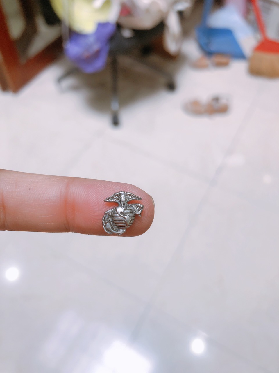 Eblem dán Zippo Mỹ chủ đề Thuỷ Quân Lục Chiến ( Chất liệu Bạc 925 ), Chuẩn Zin