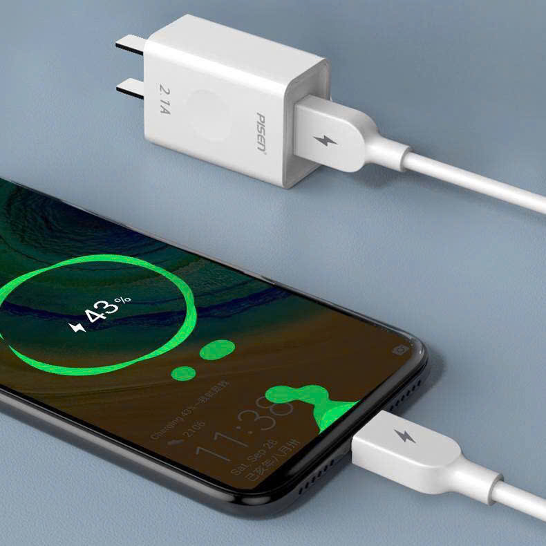 Bộ sạc Pisen C134 chân IOS, dòng điện 2.1A, 10.5W, Hàng chính hãng nội địa có chứng nhận tiêu chuẩn an toàn thiết bị