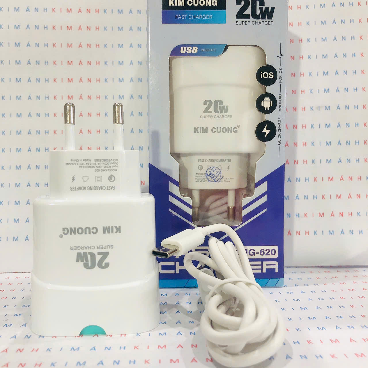 Bộ sạc nhanh Kim Cương KMG 620 công suất 20W chân cắm Type C, Hàng chính hãng có hóa đơn đầu vào