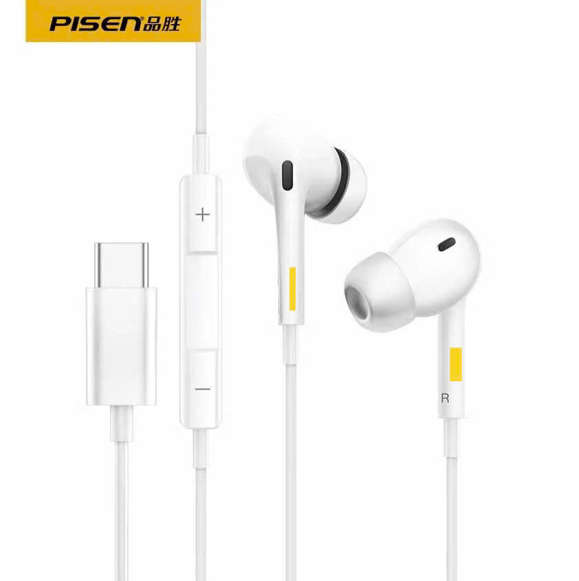 Tai nghe nhét tai Pisen TP03 có dây, chân cắmType C chất lượng cao điều khiển bằng dây, hàng chính hãng nội địa