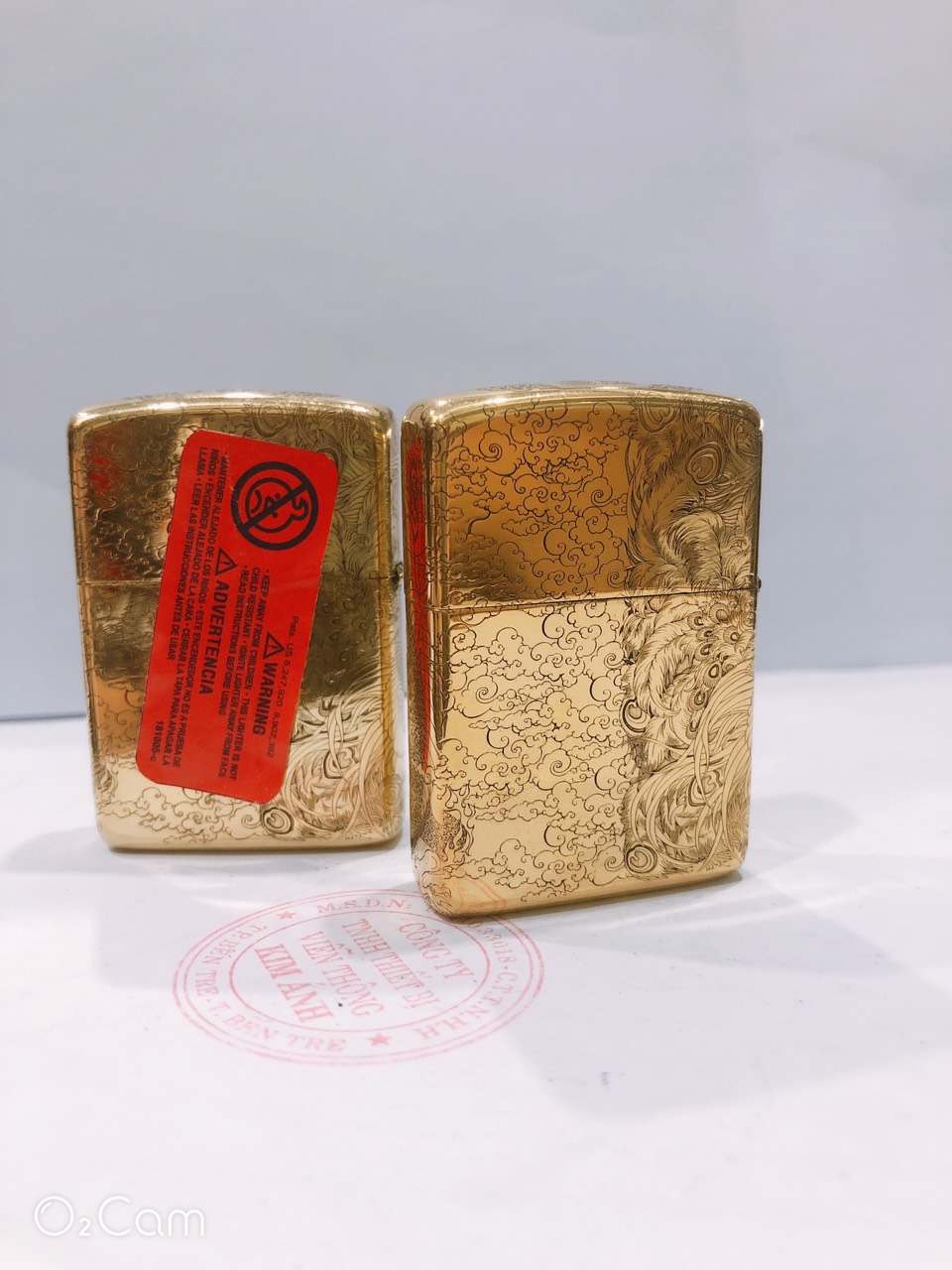 Bật lửa, hộp quẹt Zippo Armor vỏ dầy, khắc chìm chủ đề Long Phụng Giao Tranh, Hàng loại 1 vỏ bằng đồng có tem đỏ
