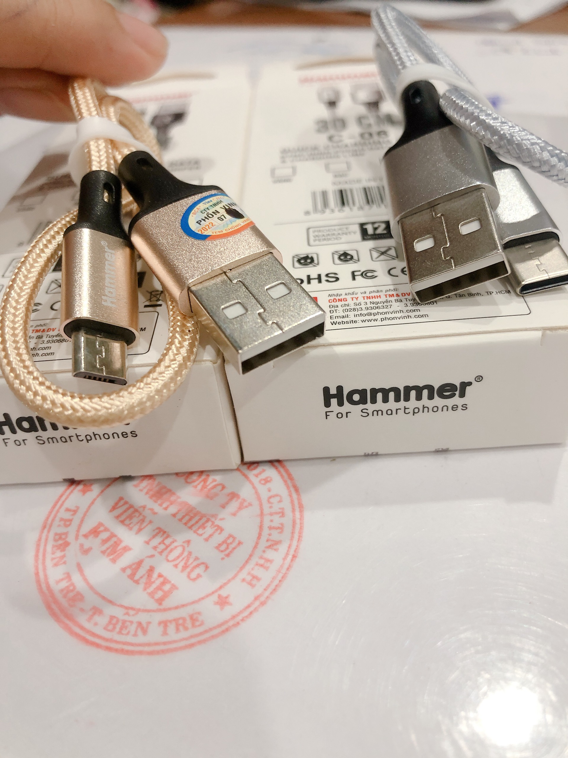 Dây sạc nhanh Hammer C06 dòng điện 2.4A dây dù, dài 30cm - Hàng chính hãng
