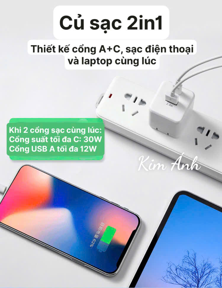 Củ sạc xuất Nhật GaN 45W KFLY ( JHX-AC2048) đạt chứng nhận PSE tiêu chuẩn Nhật Bản, bảo hành chính hãng 12 tháng