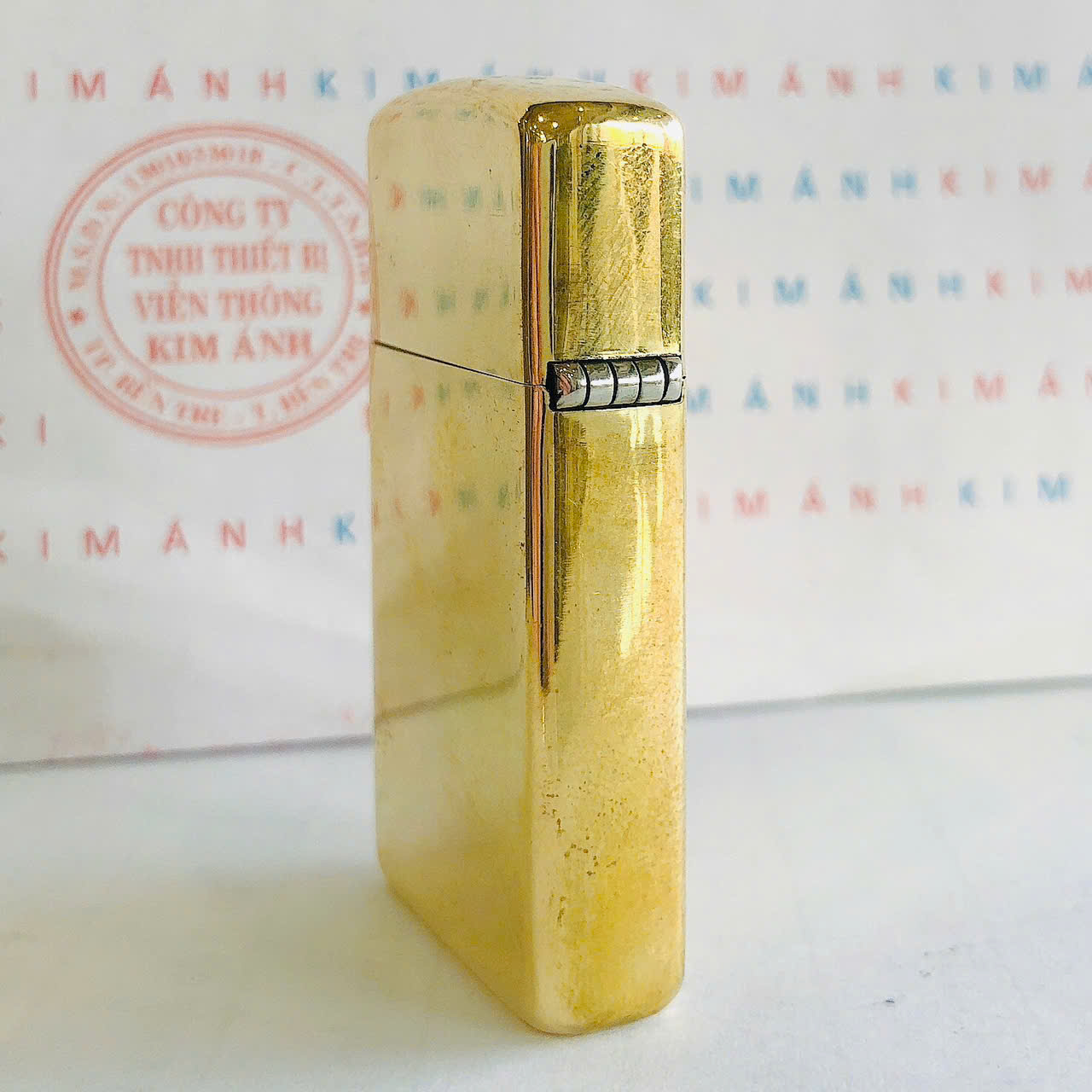 Bật lửa Zippo Slim Mỹ Brass trơn sản xuất 1989, Cam kết hàng chính hãng có giấy Hải quan gửi kèm theo đơn hàng