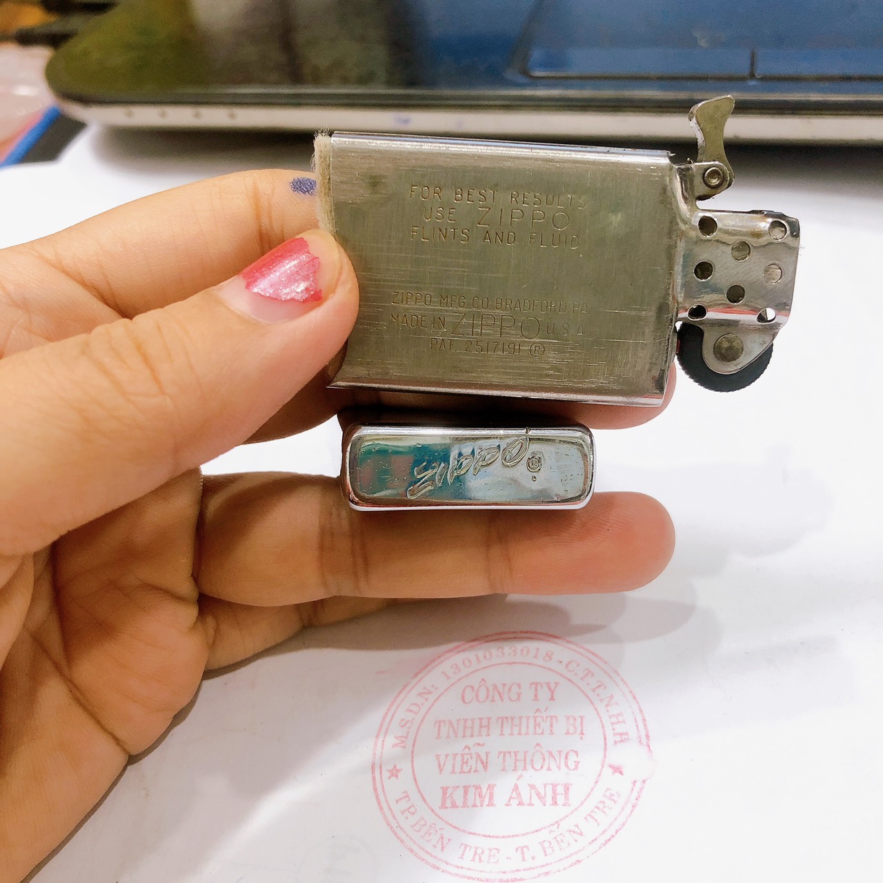 Hộp quẹt, bật lửa Zippo MỸ high polish chrome khắc ăn mòn Beller, sản xuất 1965, Hàng chính hãng