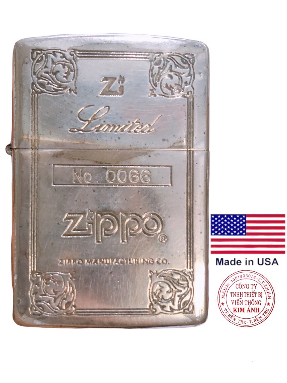 Bật lửa, hộp quẹt Zippo Mỹ Lacke bạc khắc ăn mòn full nắp ZI Limited No.0066 ( bản giới hạn), Hàng chính hãng