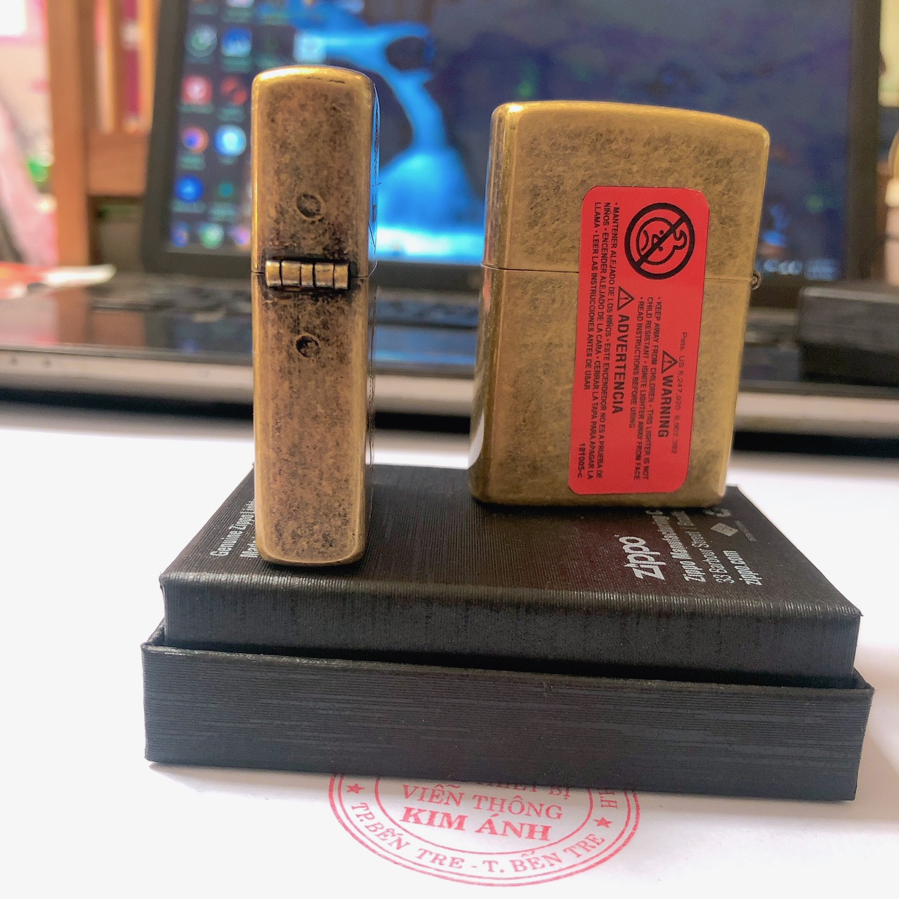 la mã- Quẹt Zippo giả cổ khắc chìm mẫu 555 STATE EXPRESS mộc đáy la mã , vỏ đồng ruột thép không gỉ