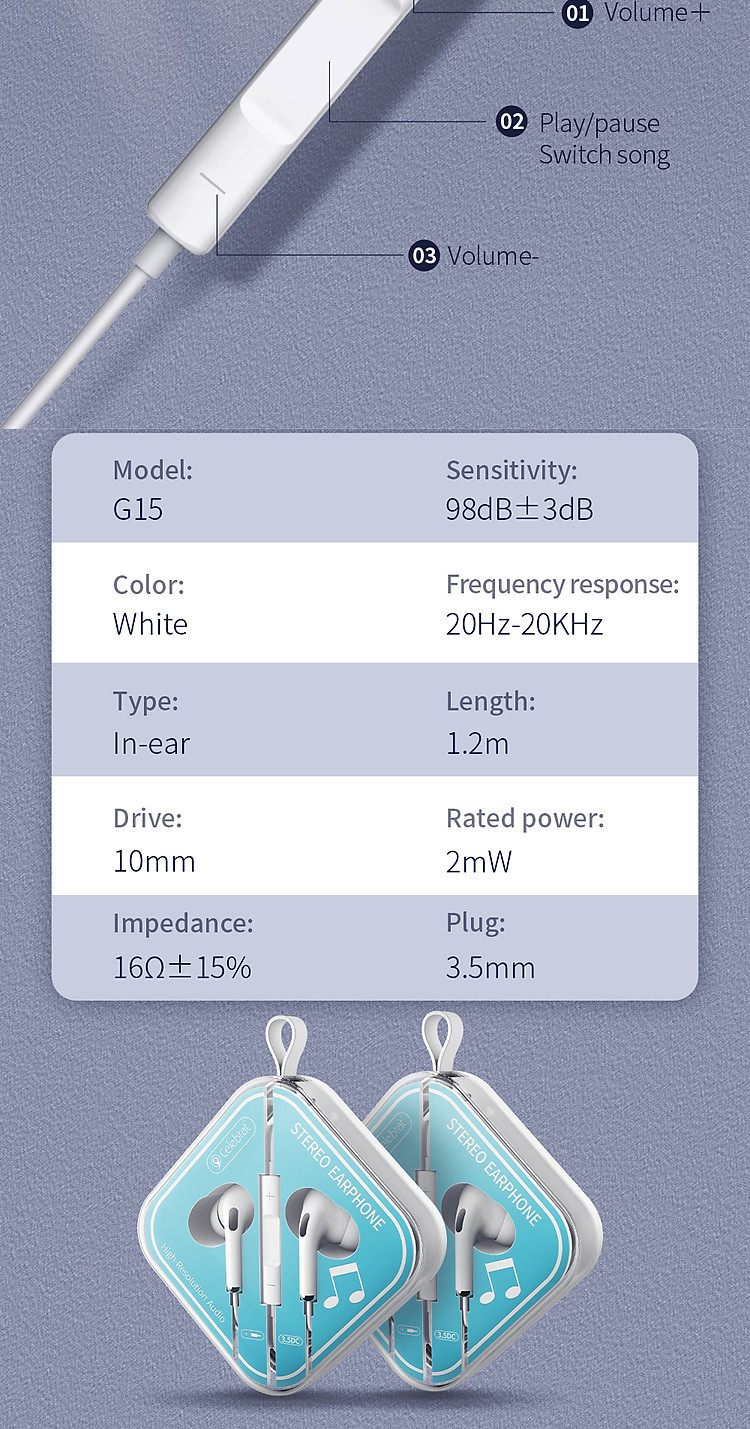 Tai nghe có dây Celebrat G15 Pro chuôi cắm 3.5 ly, Hàng chính hãng