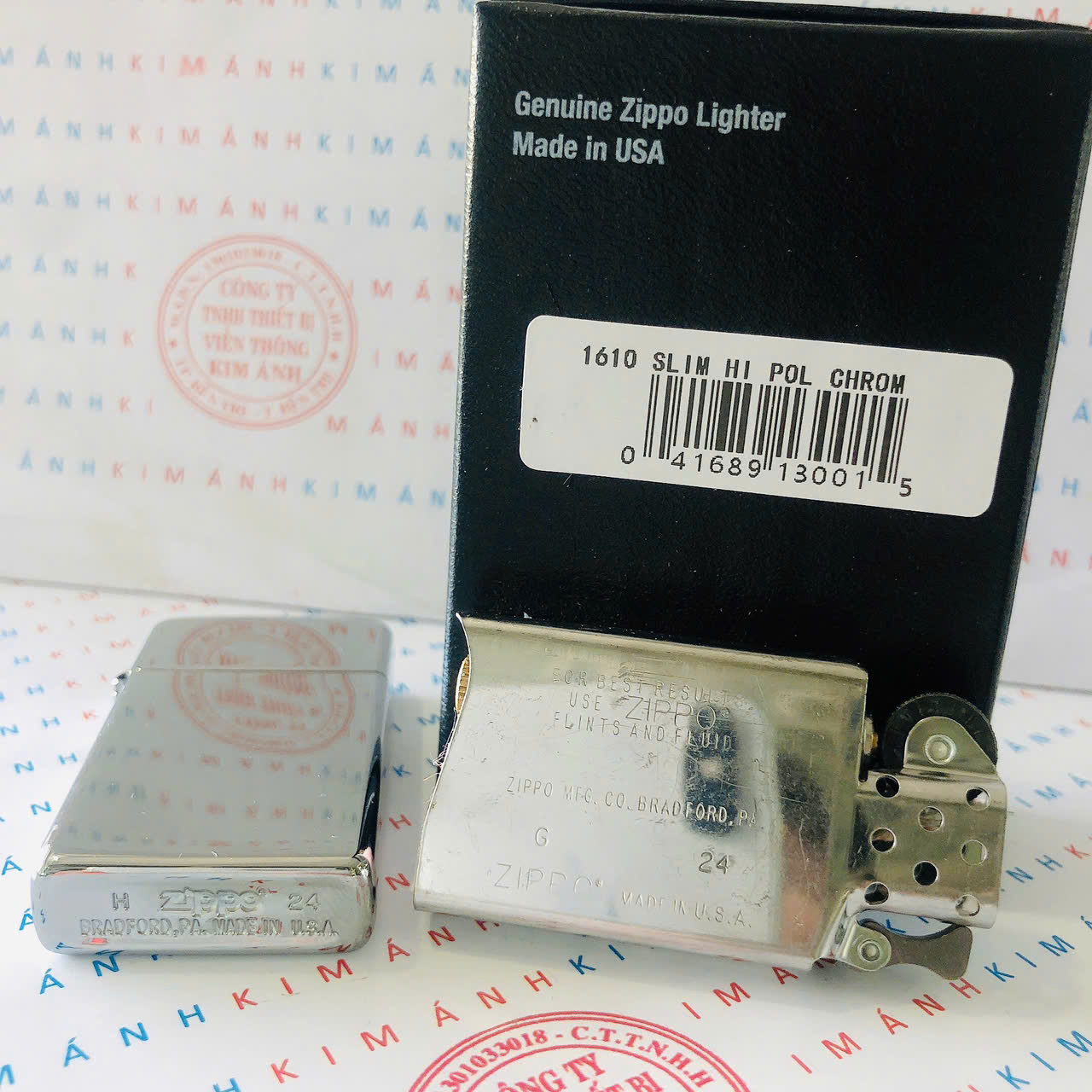 Bật lửa Zippo Slim Mỹ Silver Mirror 1610, hàng chính hãng có giấy nhập khẩu gửi kèm theo đơn hàng