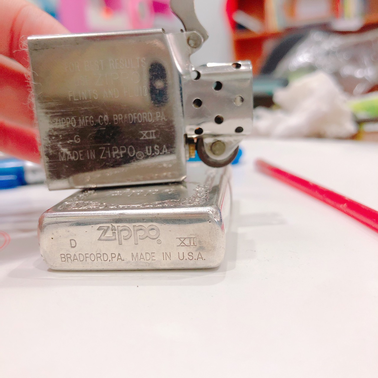 Bật lửa Zippo Mỹ Lacke Bạc, khắc ăn mòn For Lignt Of Your Life Wind Proof, sản xuất 1996