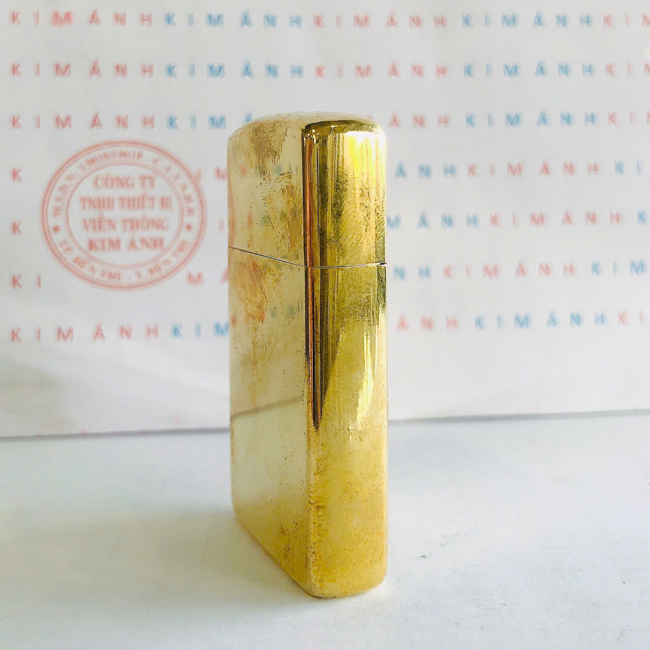 Bật lửa Zippo Slim Mỹ Brass trơn sản xuất 1989, Cam kết hàng chính hãng có giấy Hải quan gửi kèm theo đơn hàng