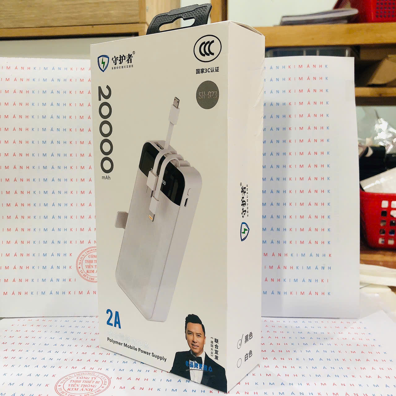 Pin sạc dự phòng SH-923, dung lượng 20000mAh dòng điện 5V-2A, có chứng nhận an toàn 3C tiêu chuẩn quốc gia