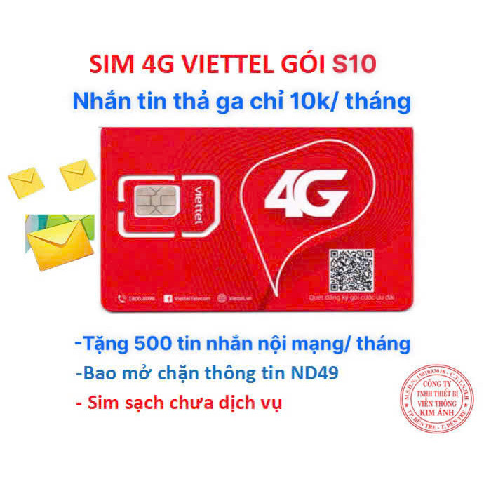 Sim Viettel các loại Telesale gói S5/ S3/ S10, ưu đãi miễn phí nhắn tin nội mạng theo ngày, theo tuần, theo tháng