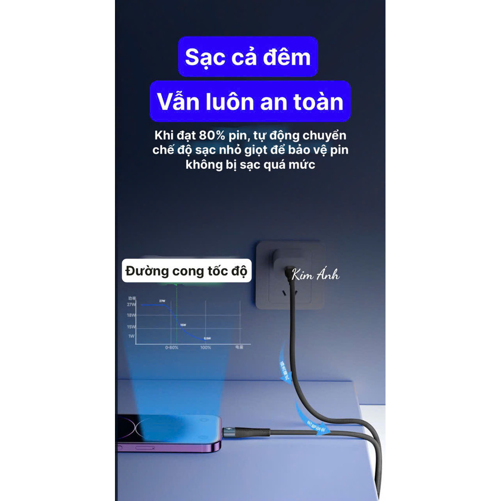 Dây sạc LI-TOP LX73 100W, chân cắm Type C, dây bọc lớp cao su mềm chống rách, đầu lưới SR chống uốn, hàng chính hãng