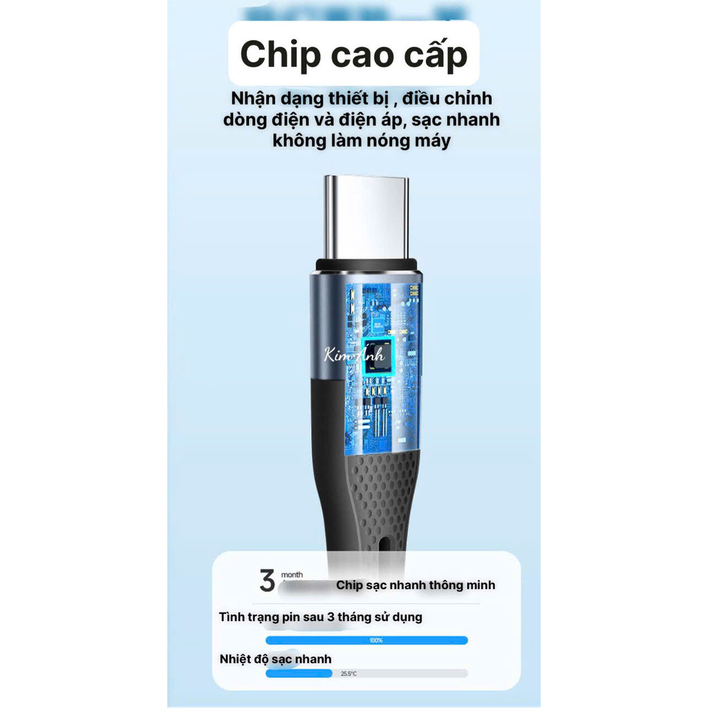 Dây sạc LI-TOP LX73 100W, chân cắm Type C, dây bọc lớp cao su mềm chống rách, đầu lưới SR chống uốn, hàng chính hãng