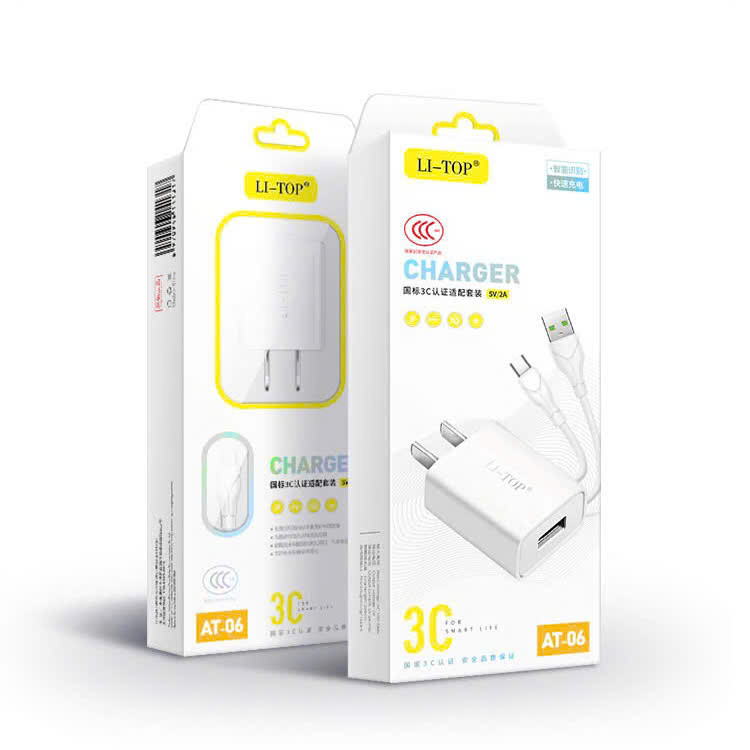 Bộ sạc Li-Top Rio Tinto AT06 5V- 2A chân Micro, chứng nhận 3C tiêu chuẩn quốc gia, bảo hành chính hãng 12 tháng