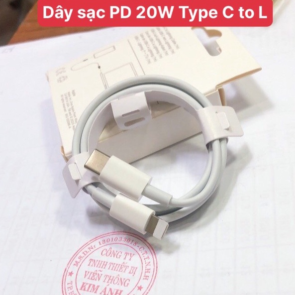 Dây sạc nhanh PD 20W 1 mét chân cắm Type C ra L sạc rất nhanh vào pin, Kim Ánh bảo hành 1 năm, được dùng thử 30 ngày