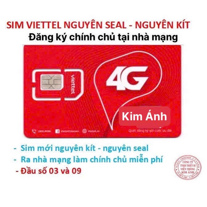 Sim Viettel 4G nghe gọi mãi mãi loại nguyên kít, nguyên seal đăng ký chính chủ miến phí tại Viettel toàn quốc