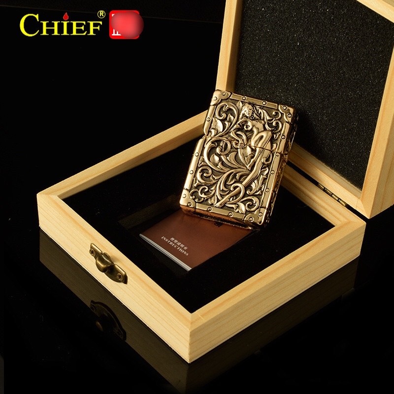 Hộp quẹt, bật lửa Chief đồng nguyên chất chủ đề Bạch Cốt Tinh, hàng cao cấp vỏ bằng đồng