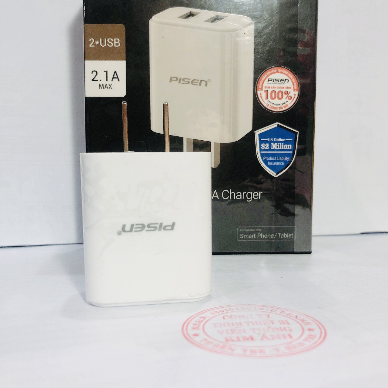 Cóc sạc PISEN DUAL USB Charger 2.1A  ( MF-A03CN ) 2 cổng sạc, công suất 15.5W - Hàng chính hãng